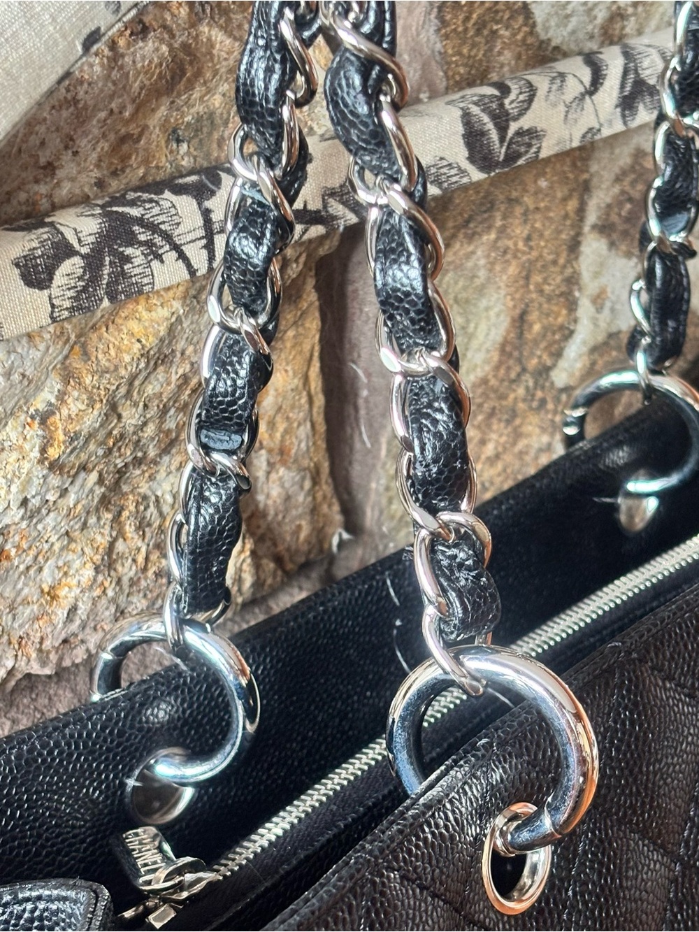 CHANEL NWT Grand Shopping Tote Black Quilted Caviar Leather W/Chain-Strap Handle - Picture 14 of 14